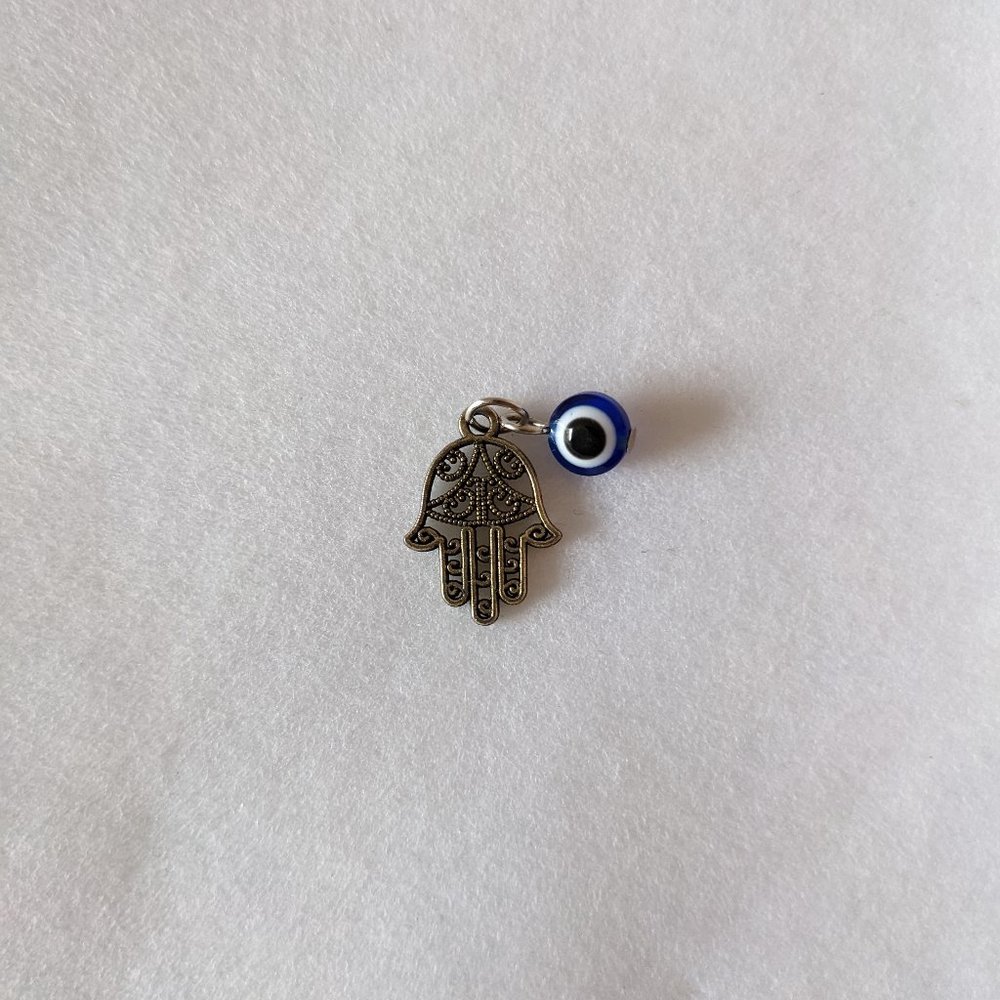 Hamsa Hand and Evil Eye Double Pendant
